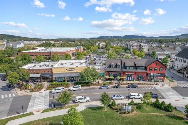 aerial view with a mountain view