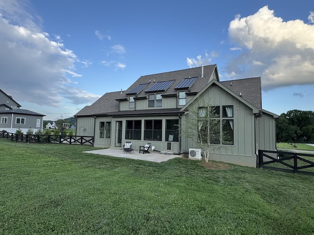 5124 Bond Mill Rd, Thompsons Station, TN 37179 - rear view of house featuring board and batten siding, a patio area, a shingled roof, and a cooling unit