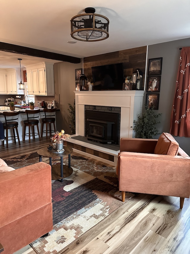 living room featuring light hardwood / wood-style flooring