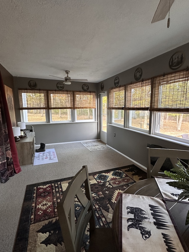 sunroom / solarium featuring ceiling fan and plenty of natural light