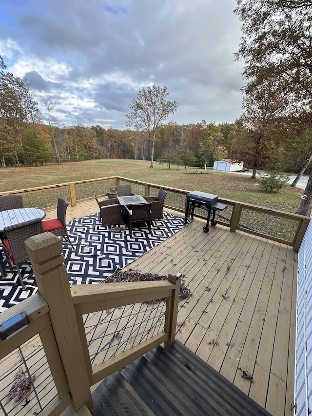 deck with a lawn