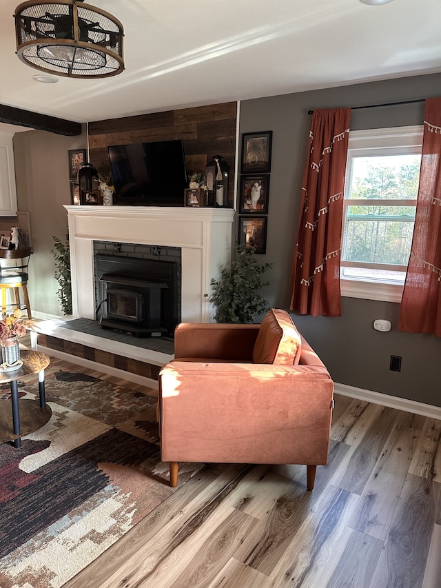 living room with wood-type flooring