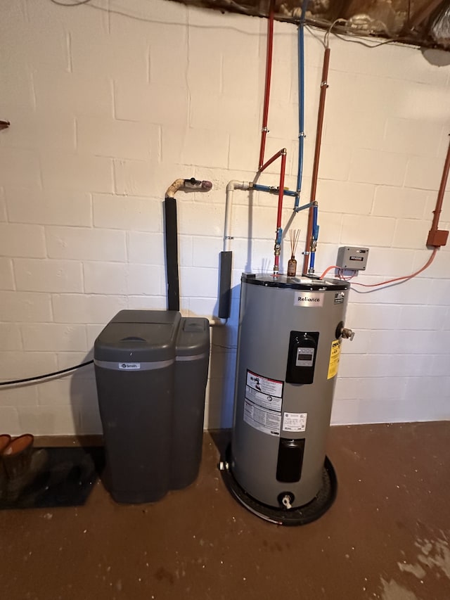 utility room featuring electric water heater