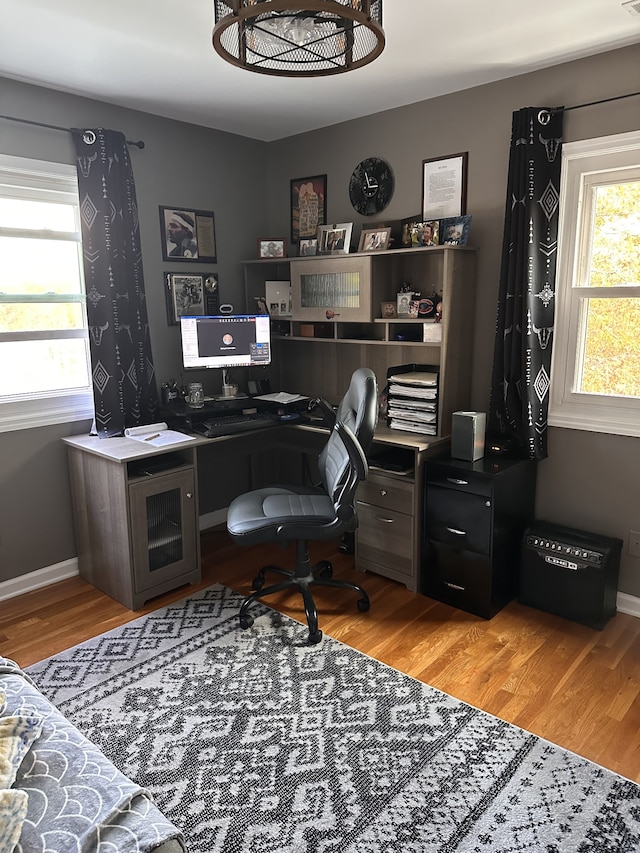 office featuring light hardwood / wood-style flooring