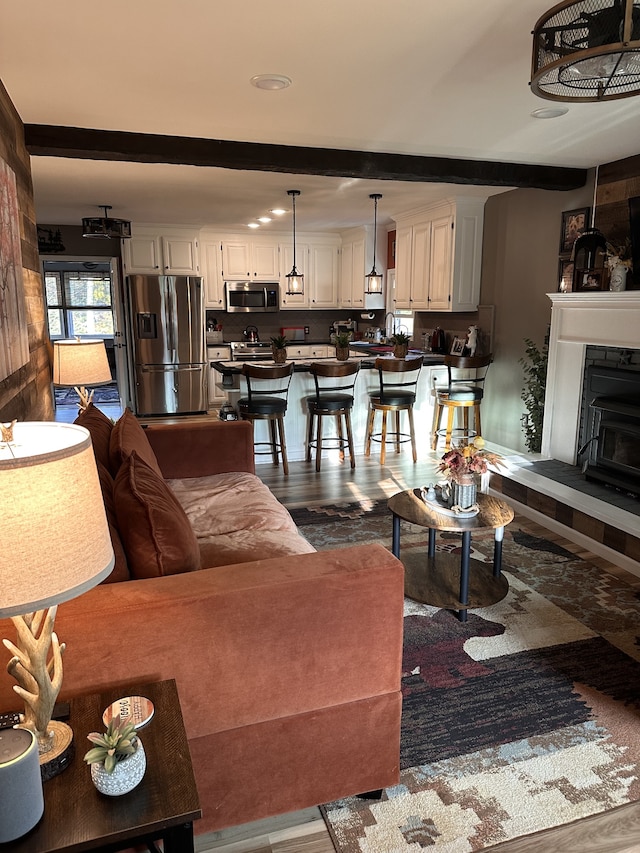 living room with hardwood / wood-style floors