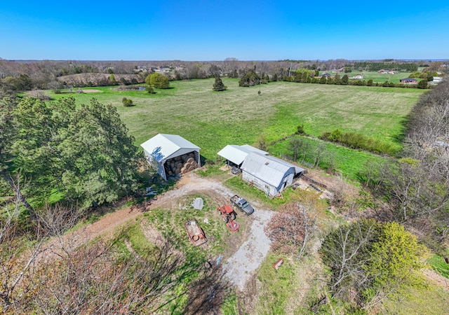 drone / aerial view with a rural view