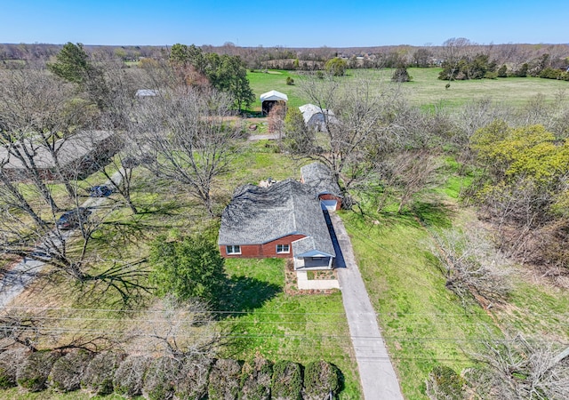 drone / aerial view with a rural view