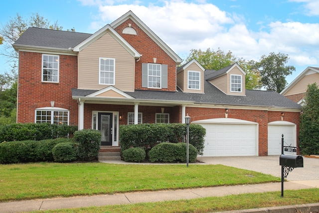 view of front of home with a front lawn