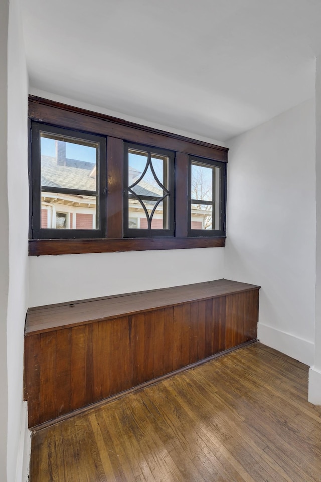 spare room with plenty of natural light and dark hardwood / wood-style floors