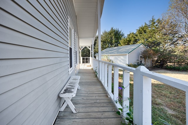 wooden deck with covered porch