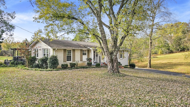 view of front of home featuring a front yard