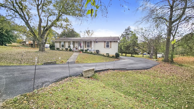 ranch-style home with a front yard