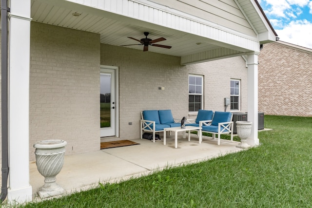 view of patio / terrace with an outdoor hangout area and ceiling fan