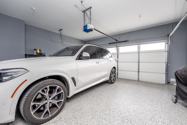 garage with a garage door opener