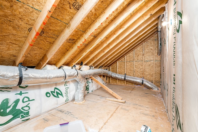 view of unfinished attic