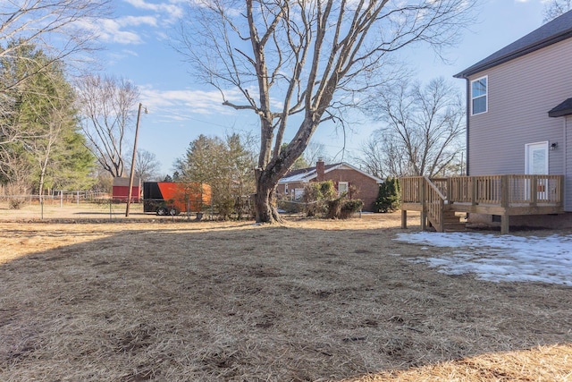 view of yard with a deck