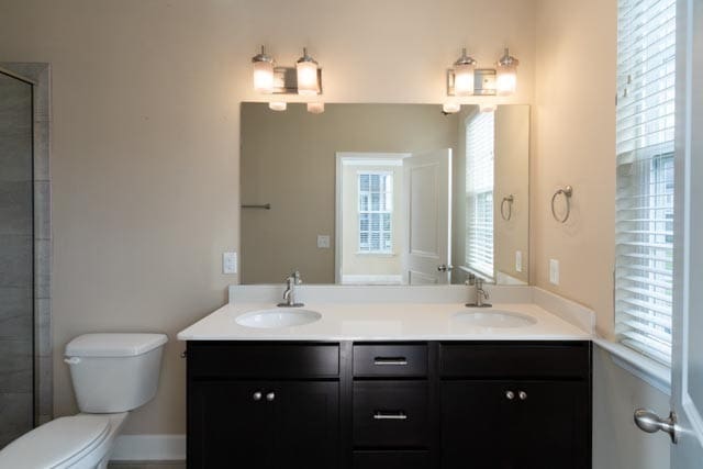 bathroom with plenty of natural light, vanity, and toilet