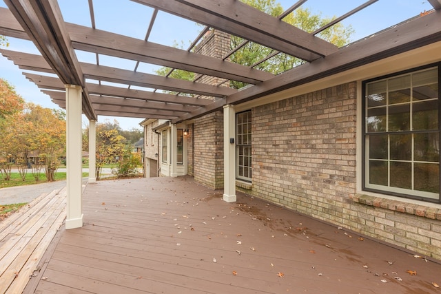 deck featuring a pergola