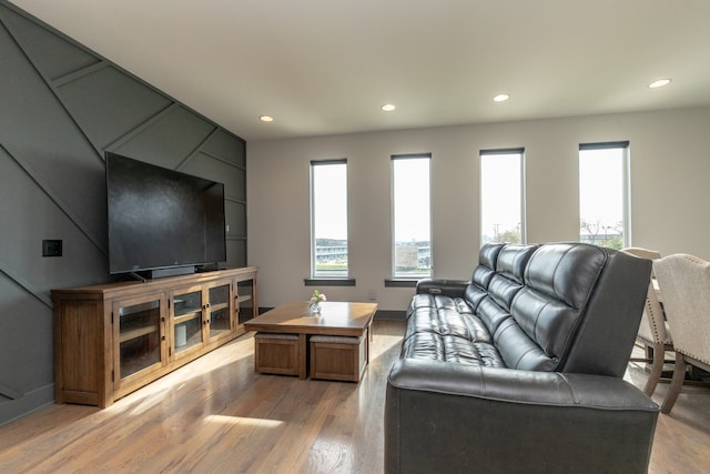 living room featuring light hardwood / wood-style flooring