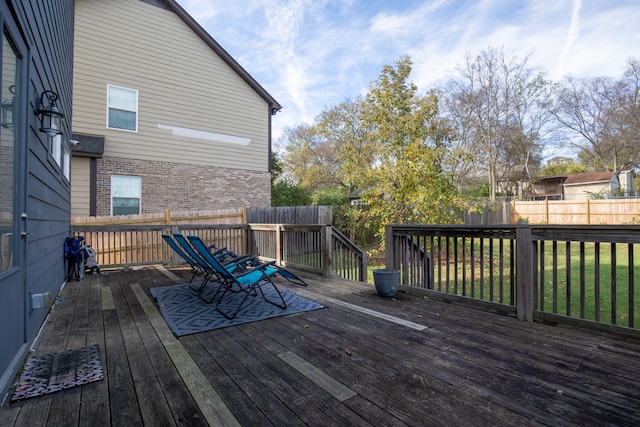 deck featuring a yard