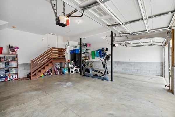 garage with a garage door opener