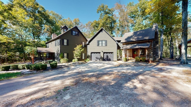 view of front of property with a garage