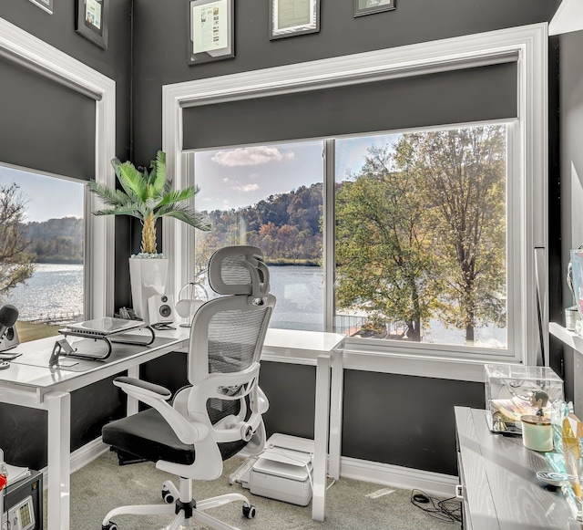 view of carpeted office space