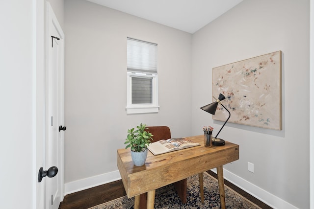 office area featuring dark hardwood / wood-style flooring