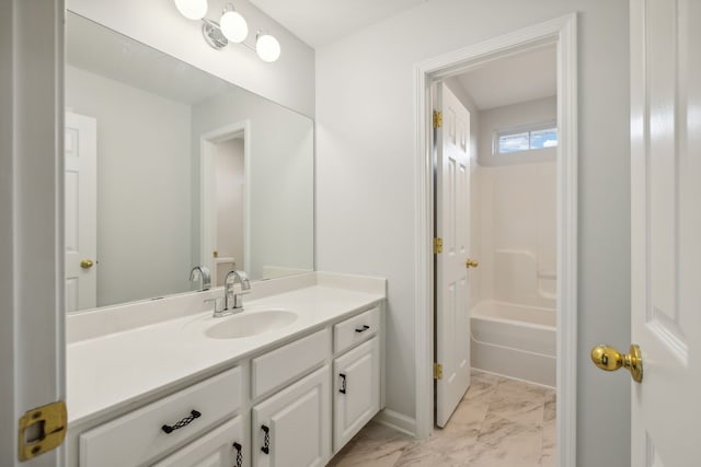 bathroom with shower / bath combination and vanity