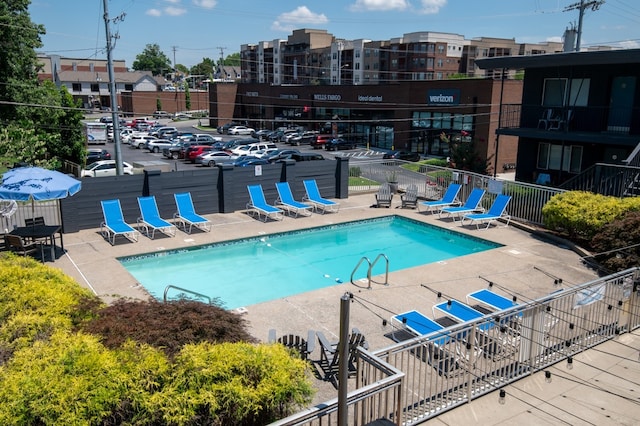 view of pool featuring a patio area