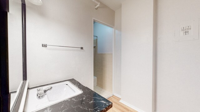 bathroom featuring hardwood / wood-style flooring