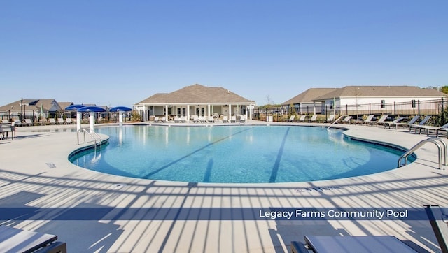 view of pool featuring a patio