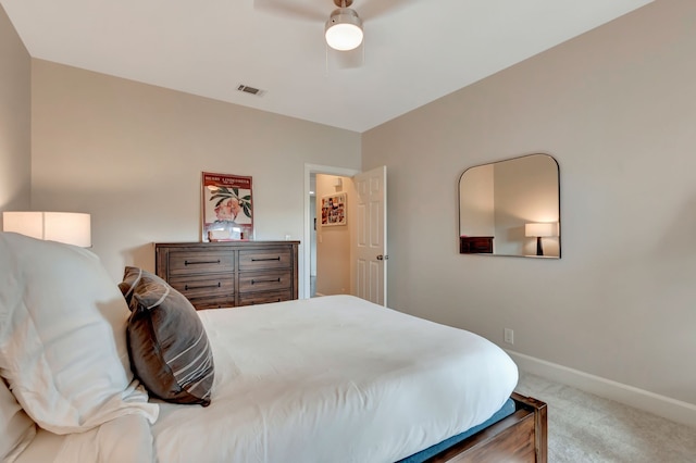 bedroom featuring carpet flooring and ceiling fan