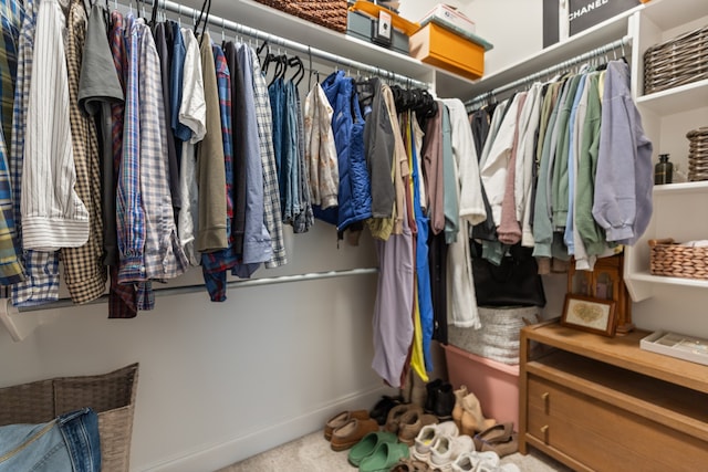 spacious closet featuring carpet floors