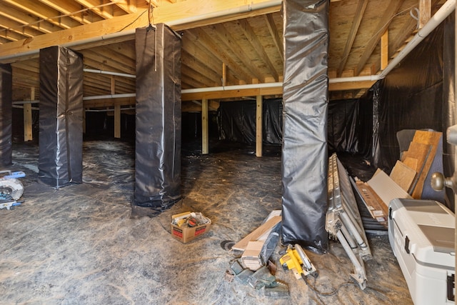 view of unfinished attic