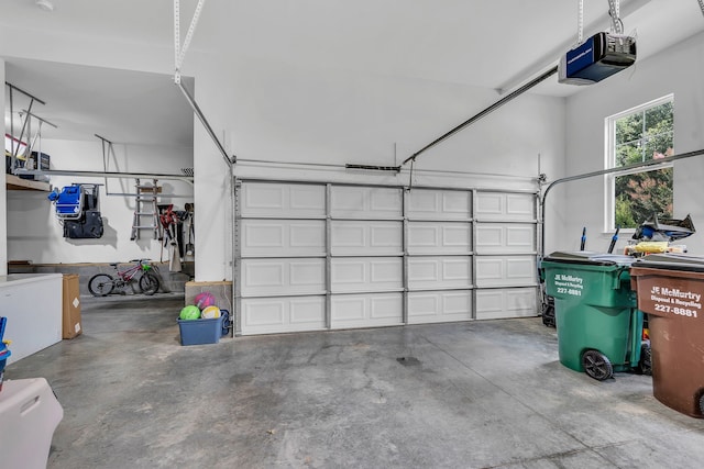 garage with a garage door opener