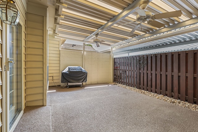 view of patio / terrace featuring grilling area and ceiling fan