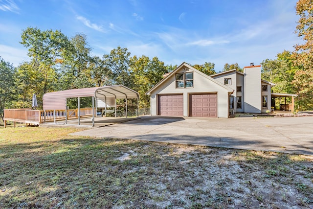 exterior space featuring a carport and a front lawn