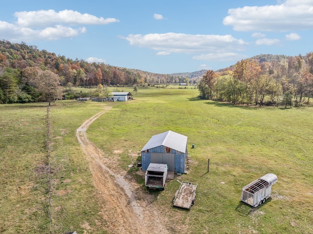 drone / aerial view featuring a rural view