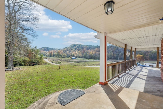 view of patio featuring a mountain view