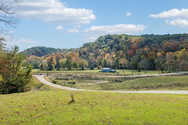 mountain view featuring a rural view