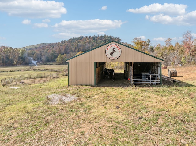 view of outdoor structure featuring a rural view