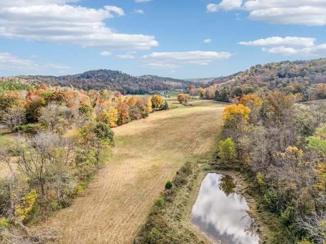 birds eye view of property with a rural view