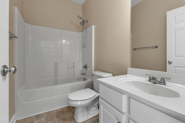 full bathroom featuring vanity, toilet, and tub / shower combination