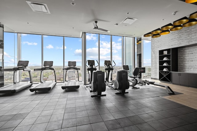 1616 W End Ave Unit 2911, Nashville, TN 37203 - workout area featuring floor to ceiling windows and healthy amount of natural light