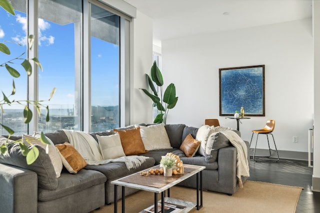 living room with hardwood / wood-style floors