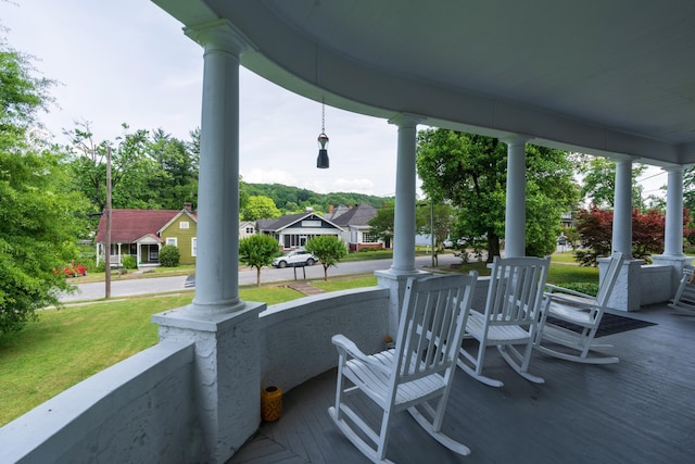 view of patio featuring a porch