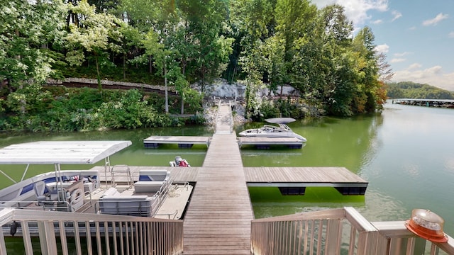 view of dock featuring a water view