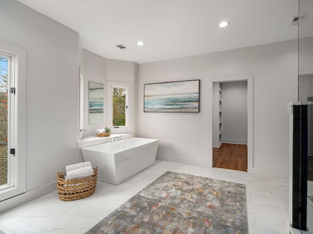 bathroom with a bathtub and a healthy amount of sunlight