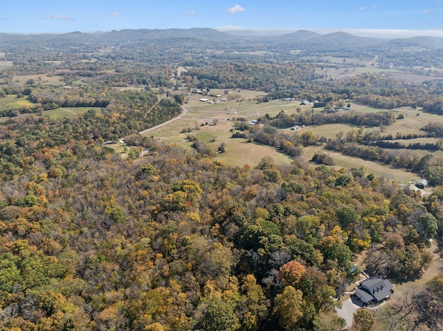 drone / aerial view featuring a mountain view